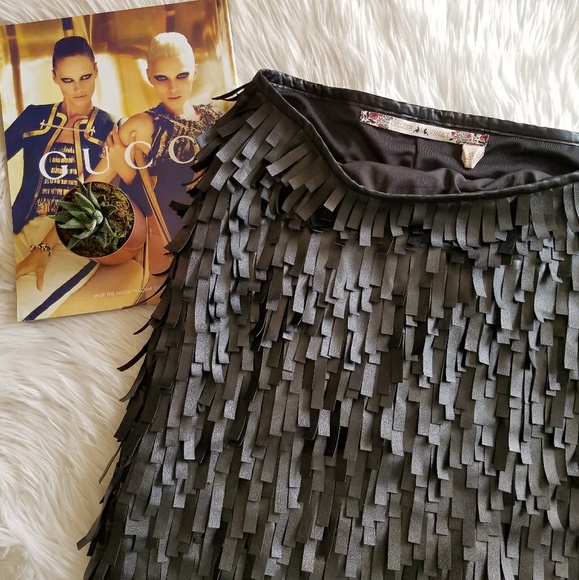 Chelsea & Violet Dresses & Skirts - Chelsea and Violet black faux leather fringe skirt